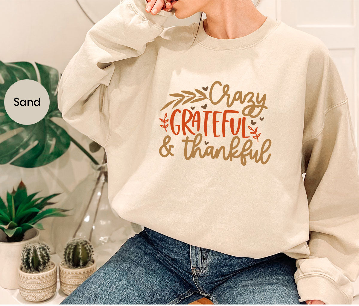 Funny Fall T Shirt, Gift for Her, Crazy Grateful Thankful T-Shirt, Autumn Clothing, Happy Thanksgiving TShirts, Leaves Graphic Tees