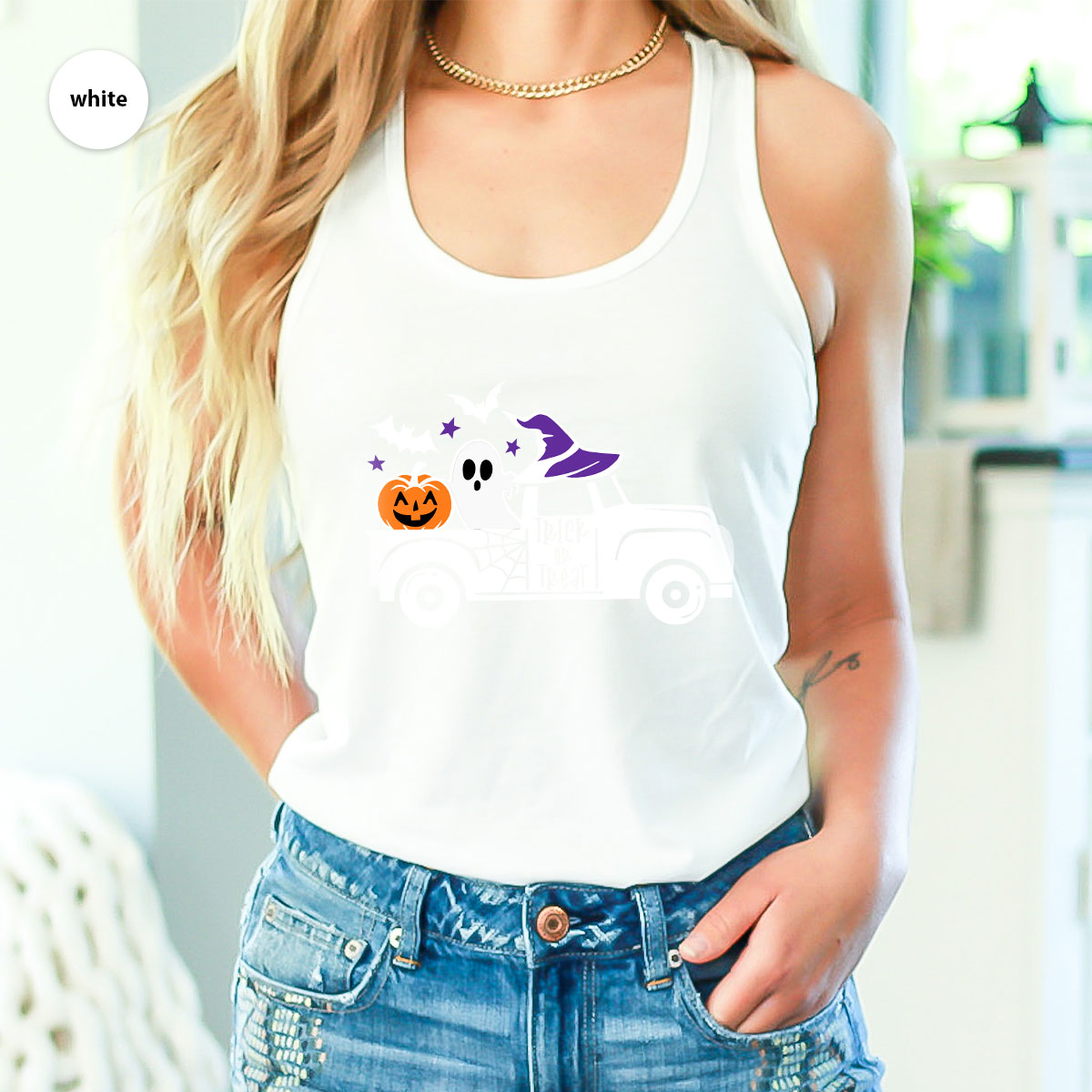 Halloween Sweatshirt, Halloween Gifts, Pumpkin Graphic Tees, Spooky Season Clothes, Witchy Vneck Shirt, Cute Ghost TShirt, Boo Truck T-Shirt