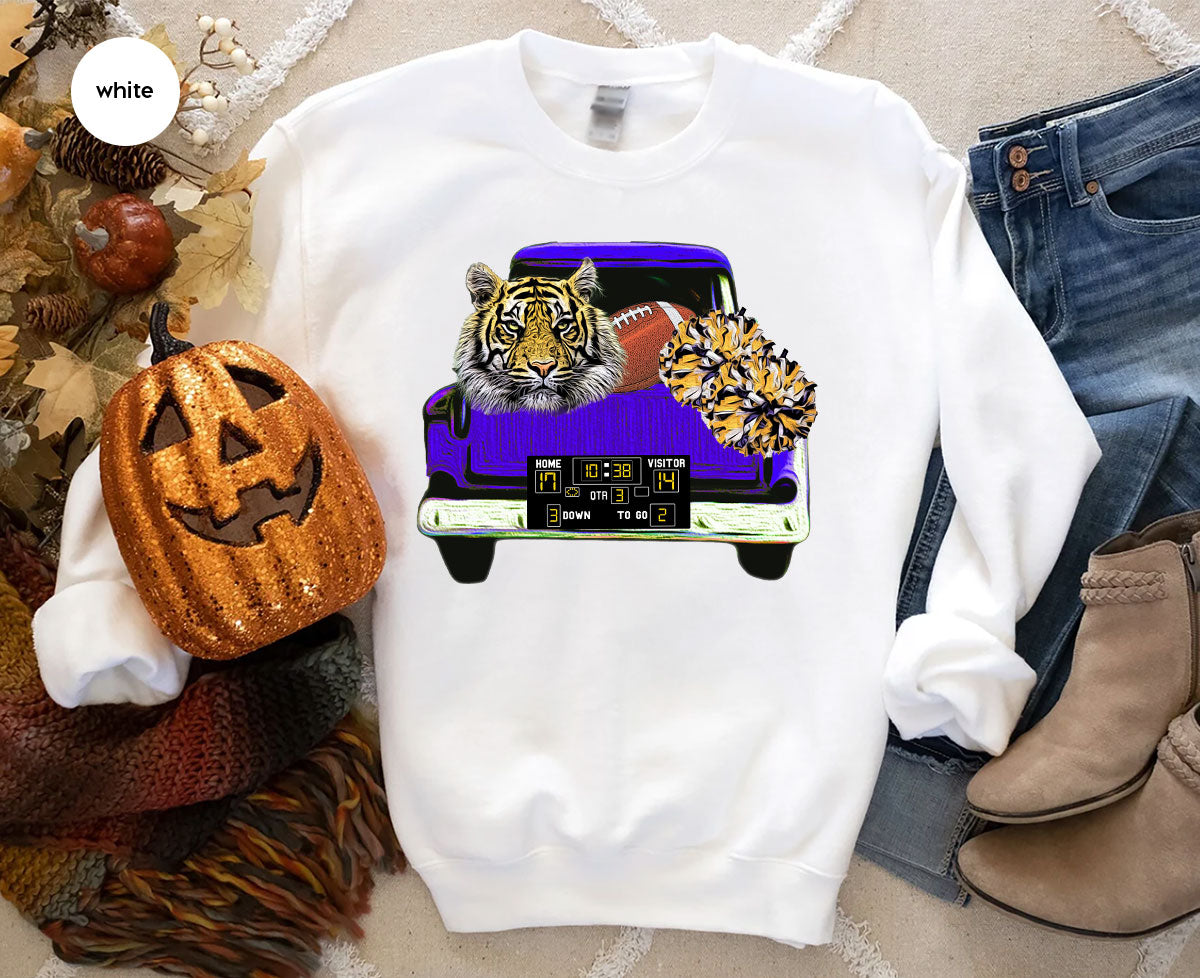 Football Truck Shirt, Tiger Graphic Tees, Football Mom TShirt, Football Gifts for Her, Cheer Vneck Shirt, Gift for Him, Sports Clothing
