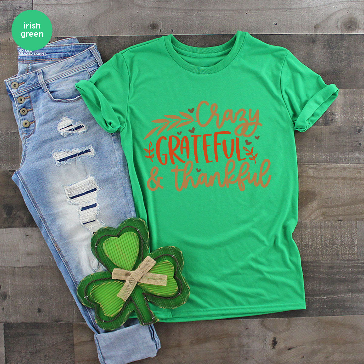 Funny Fall T Shirt, Gift for Her, Crazy Grateful Thankful T-Shirt, Autumn Clothing, Happy Thanksgiving TShirts, Leaves Graphic Tees