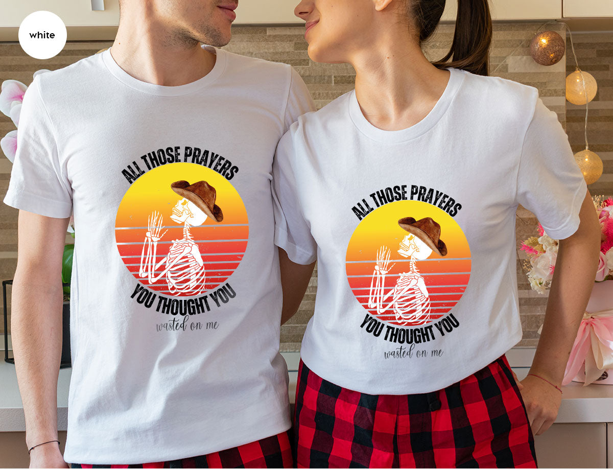 Halloween Crewneck Sweatshirt, Vintage Skeleton Shirt, Christian Vneck T Shirts