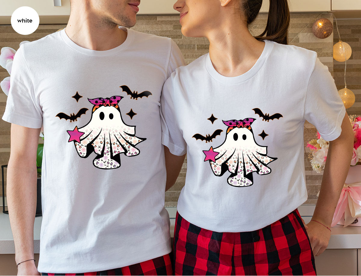 Spooky Season Outfit, Ghost Graphic Tee, Girls Boo Vneck TShirt