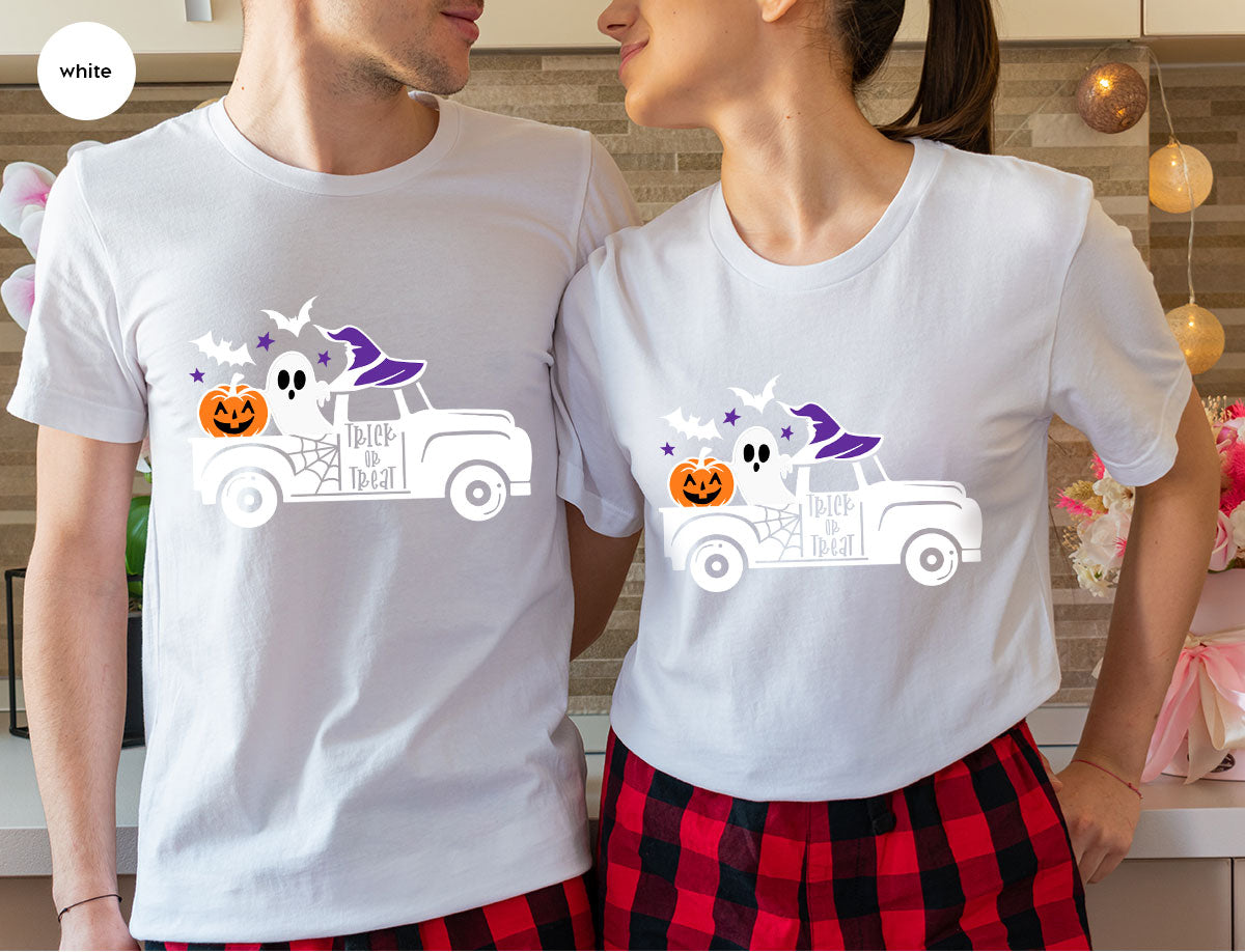 Halloween Sweatshirt, Halloween Gifts, Pumpkin Graphic Tees, Spooky Season Clothes, Witchy Vneck Shirt, Cute Ghost TShirt, Boo Truck T-Shirt