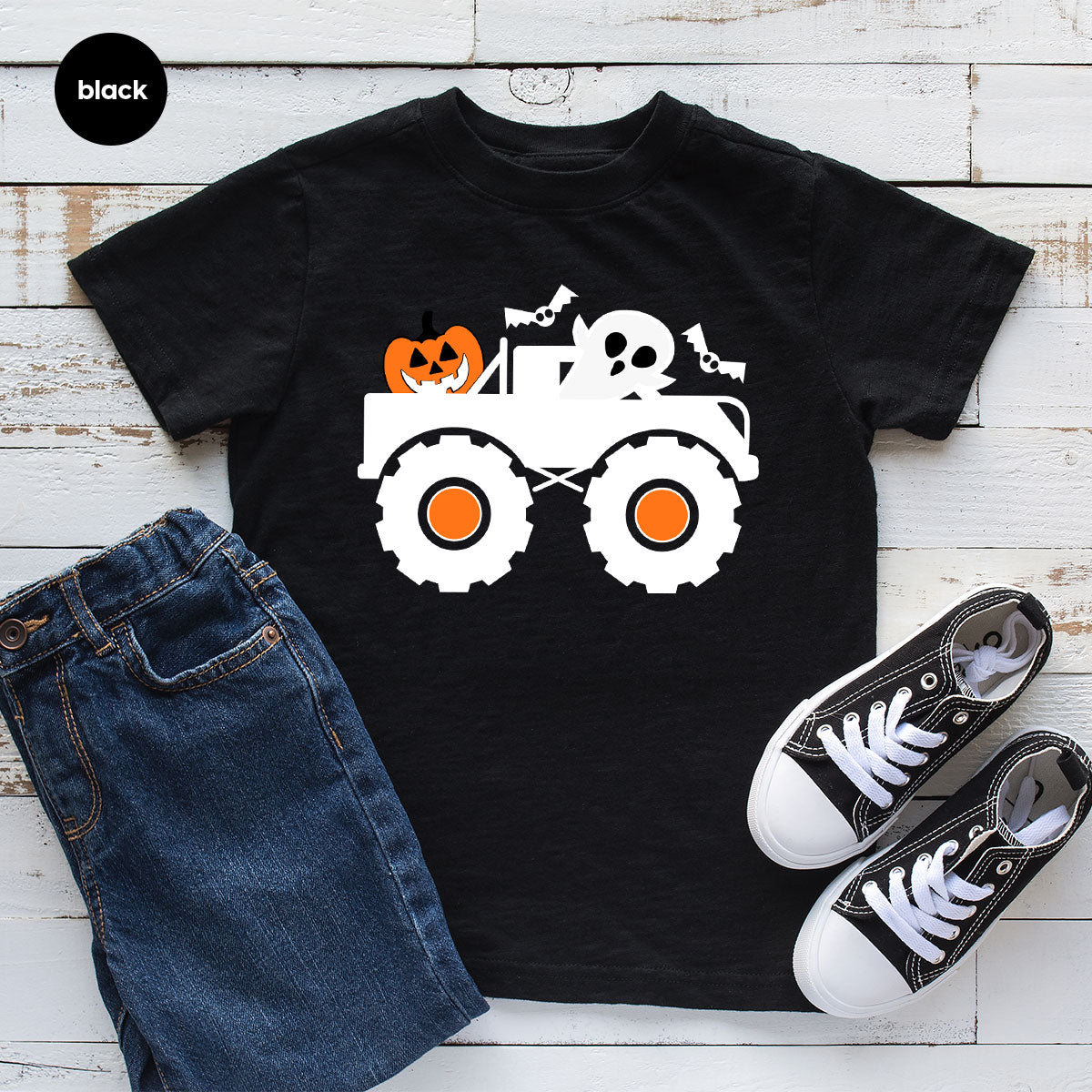 Kids Halloween Shirt, Halloween Gifts, Boys Truck T-Shirt, Ghost Outfit, Pumpkin Graphic Tees, Spooky Season Gifts, Toddler Clothes