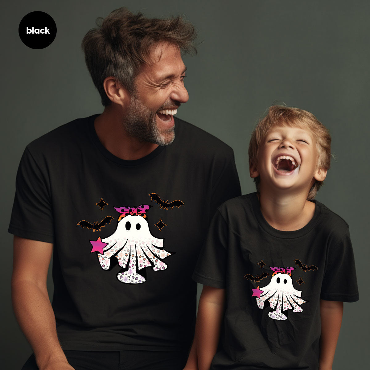 Spooky Season Outfit, Ghost Graphic Tee, Girls Boo Vneck TShirt