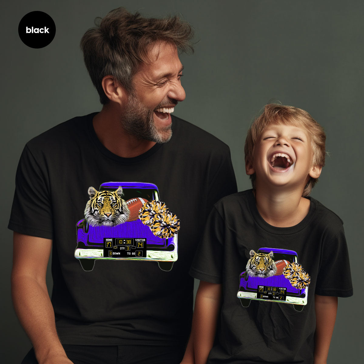 Football Truck Shirt, Tiger Graphic Tees, Football Mom TShirt, Football Gifts for Her, Cheer Vneck Shirt, Gift for Him, Sports Clothing