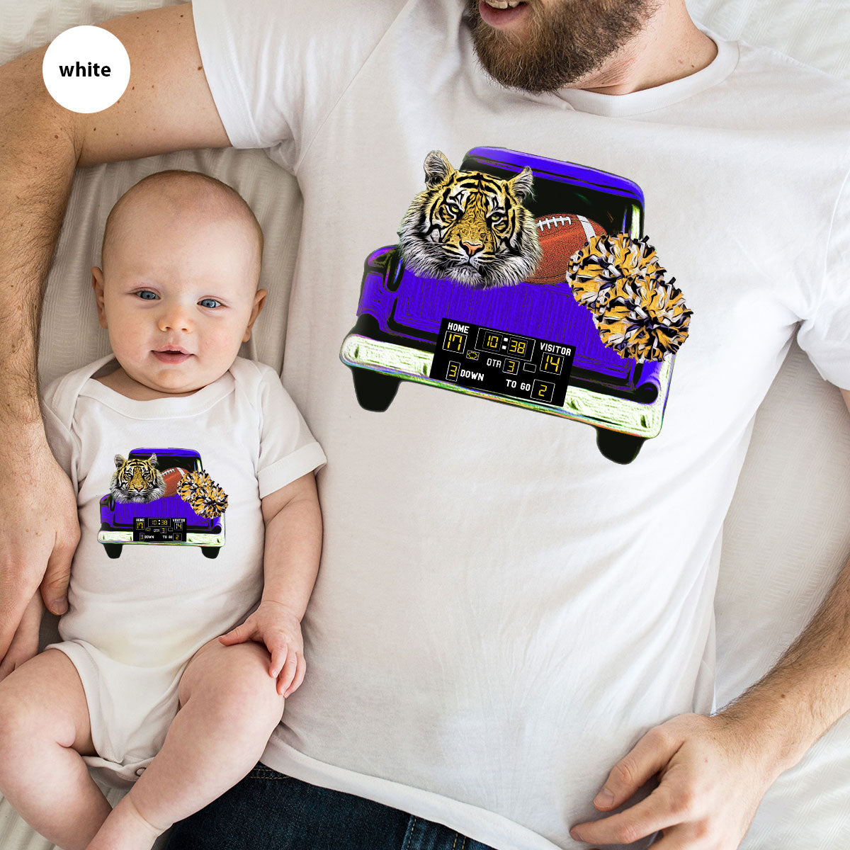 Football Truck Shirt, Tiger Graphic Tees, Football Mom TShirt, Football Gifts for Her, Cheer Vneck Shirt, Gift for Him, Sports Clothing