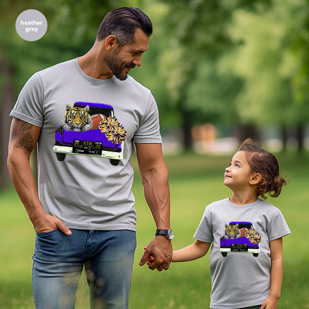 Football Truck Shirt, Tiger Graphic Tees, Football Mom TShirt, Football Gifts for Her, Cheer Vneck Shirt, Gift for Him, Sports Clothing