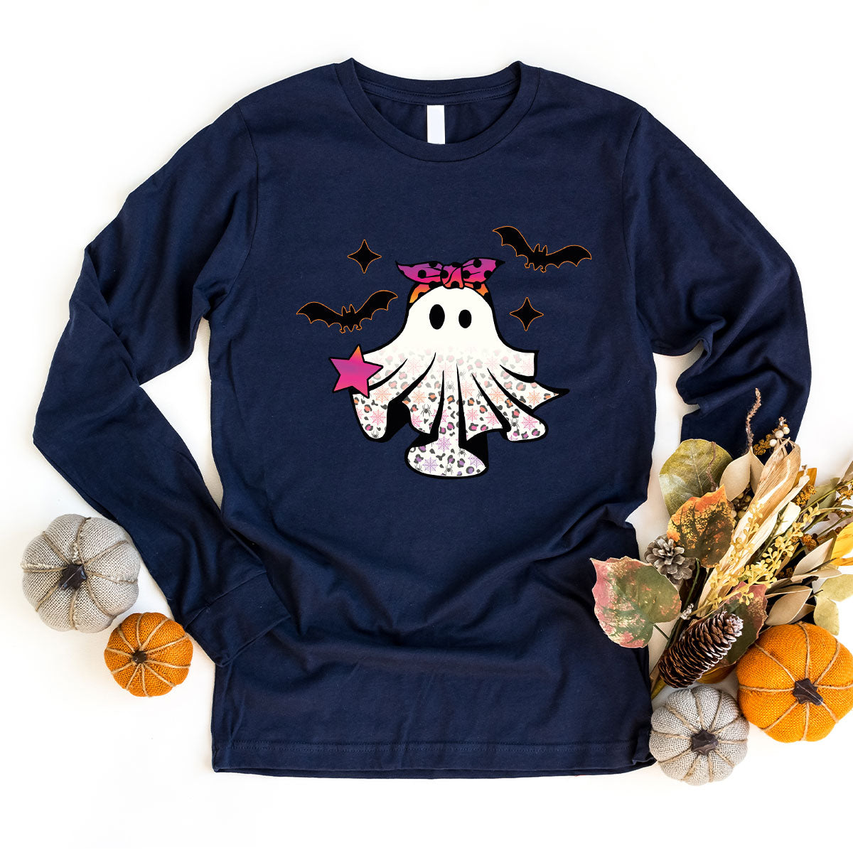 Spooky Season Outfit, Ghost Graphic Tee, Girls Boo Vneck TShirt