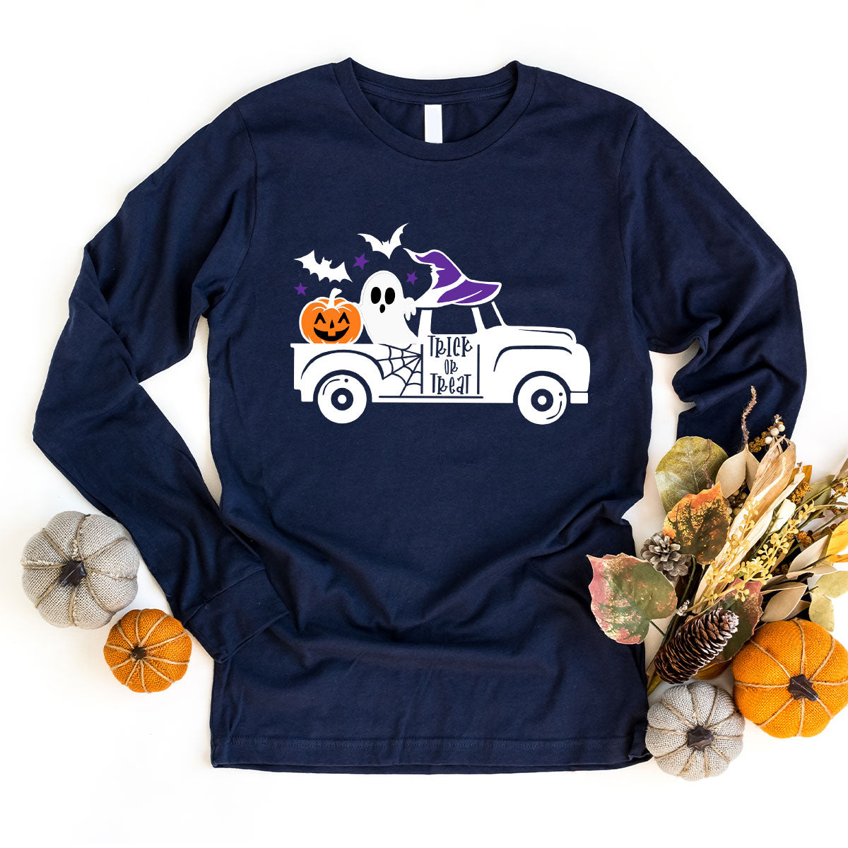 Halloween Sweatshirt, Halloween Gifts, Pumpkin Graphic Tees, Spooky Season Clothes, Witchy Vneck Shirt, Cute Ghost TShirt, Boo Truck T-Shirt