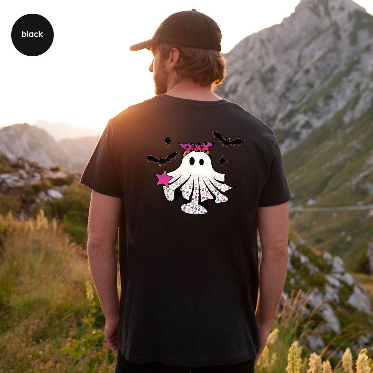 Spooky Season Outfit, Ghost Graphic Tee, Girls Boo Vneck TShirt