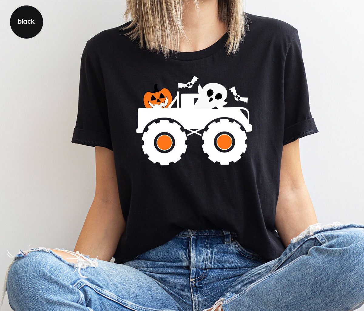 Kids Halloween Shirt, Halloween Gifts, Boys Truck T-Shirt, Ghost Outfit, Pumpkin Graphic Tees, Spooky Season Gifts, Toddler Clothes
