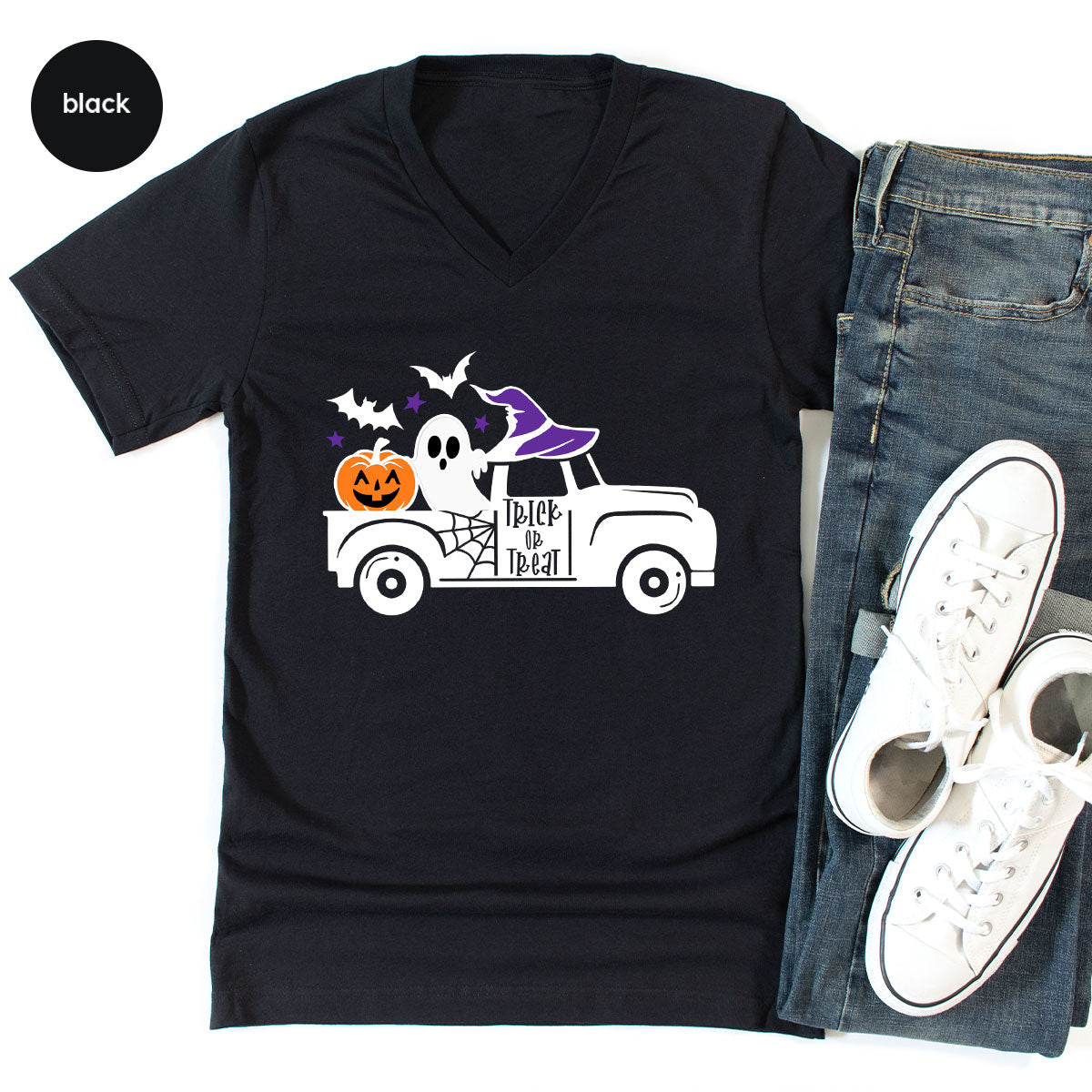 Halloween Sweatshirt, Halloween Gifts, Pumpkin Graphic Tees, Spooky Season Clothes, Witchy Vneck Shirt, Cute Ghost TShirt, Boo Truck T-Shirt