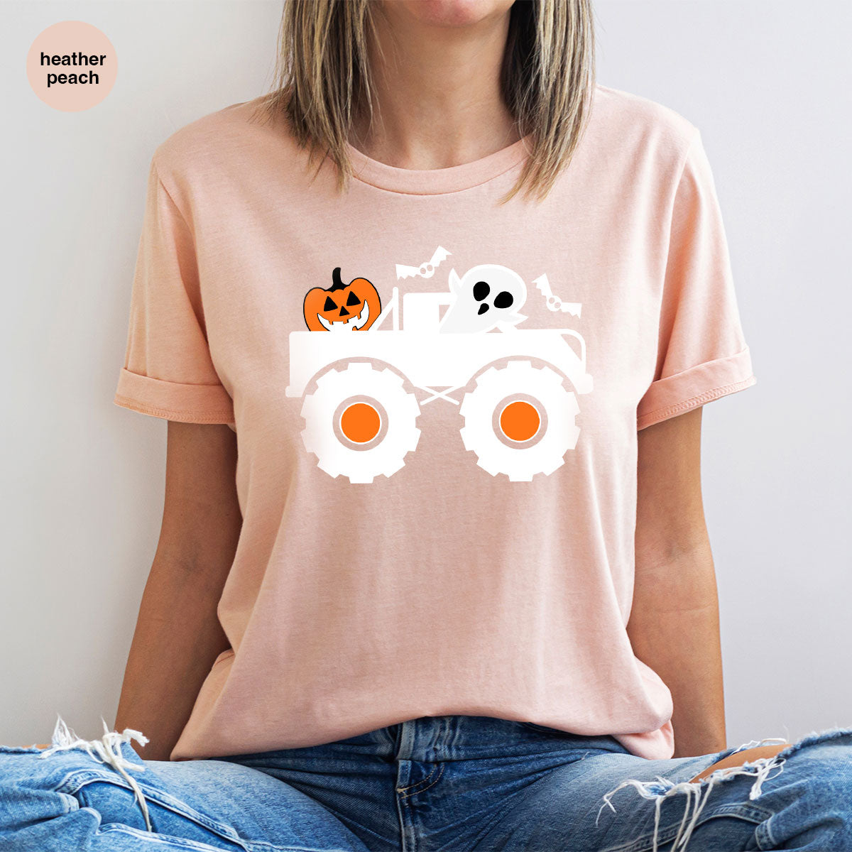 Kids Halloween Shirt, Halloween Gifts, Boys Truck T-Shirt, Ghost Outfit, Pumpkin Graphic Tees, Spooky Season Gifts, Toddler Clothes