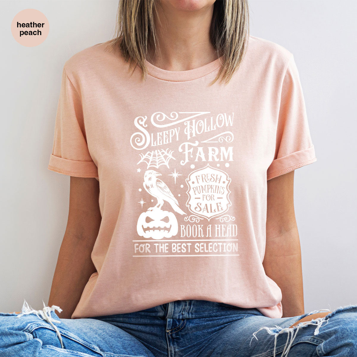 Halloween Sweatshirt, Farmer Outfit, Pumpkin Shirt, Spooky Season Clothing, Crow T-Shirt, Farm Graphic Tees, Gift for Him, Movie VNeck Shirt