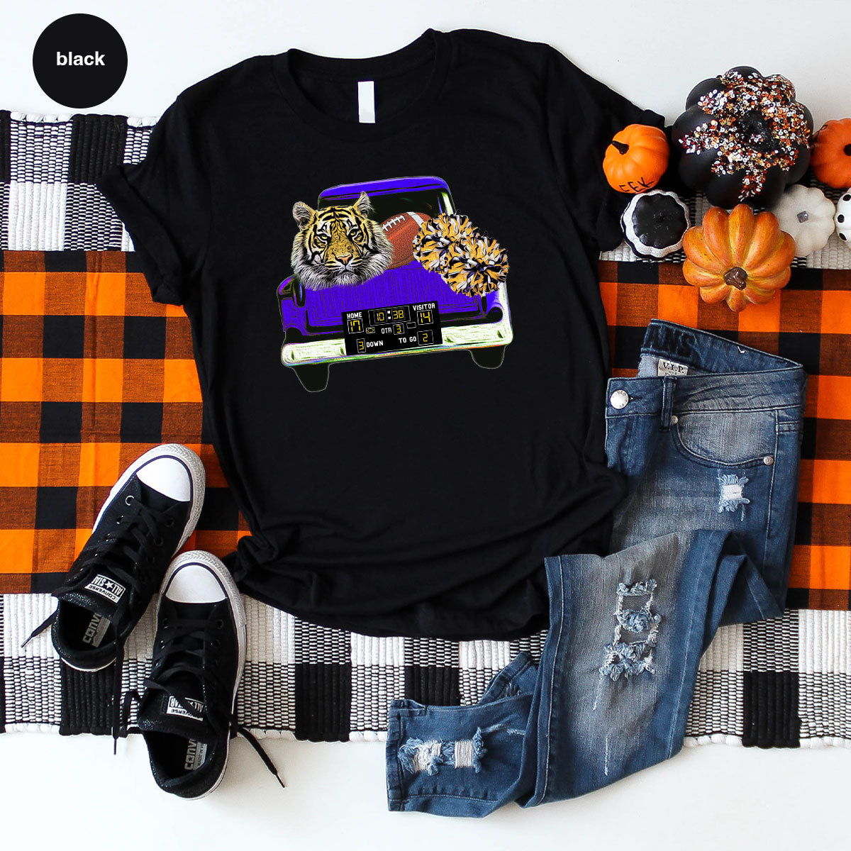 Football Truck Shirt, Tiger Graphic Tees, Football Mom TShirt, Football Gifts for Her, Cheer Vneck Shirt, Gift for Him, Sports Clothing