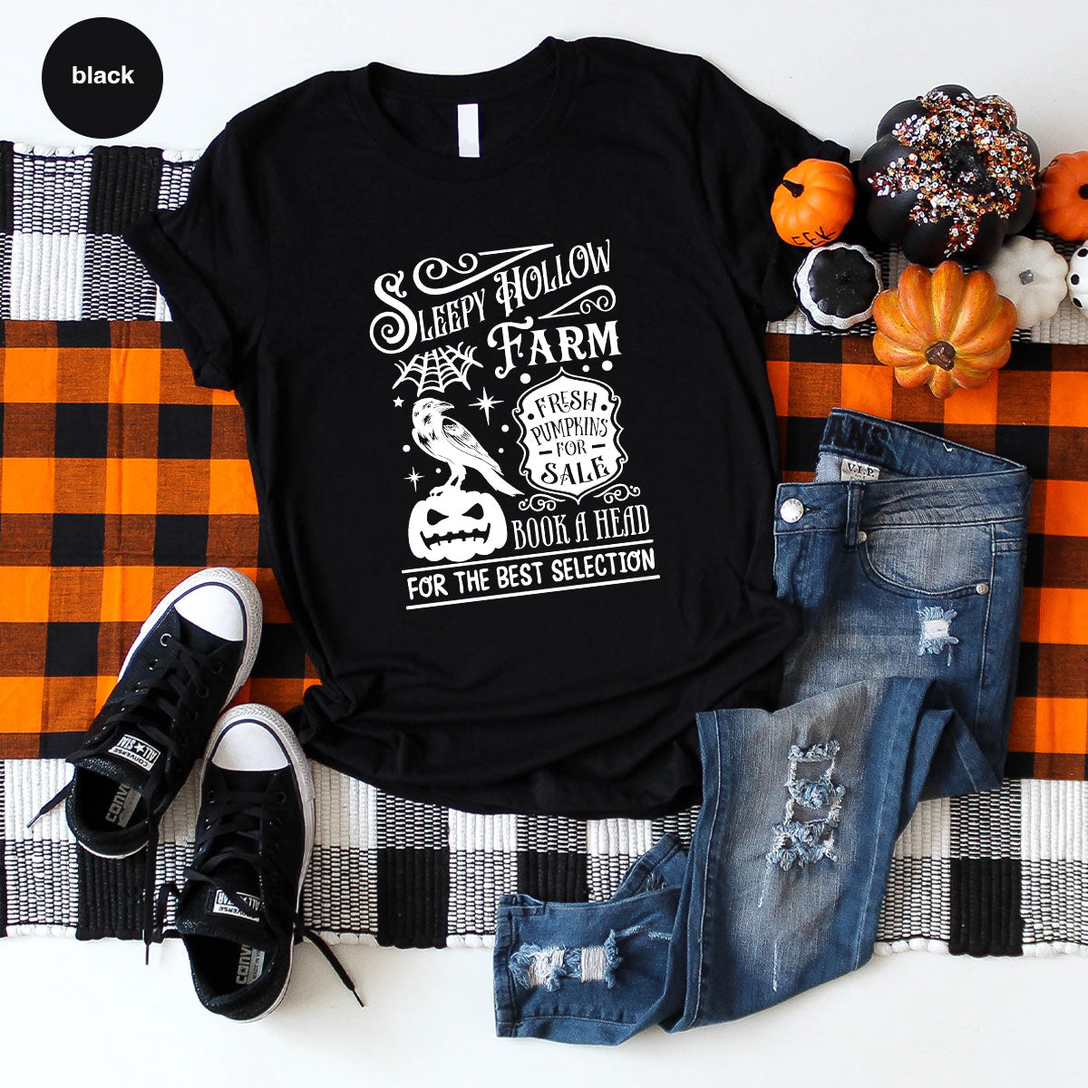 Halloween Sweatshirt, Farmer Outfit, Pumpkin Shirt, Spooky Season Clothing, Crow T-Shirt, Farm Graphic Tees, Gift for Him, Movie VNeck Shirt