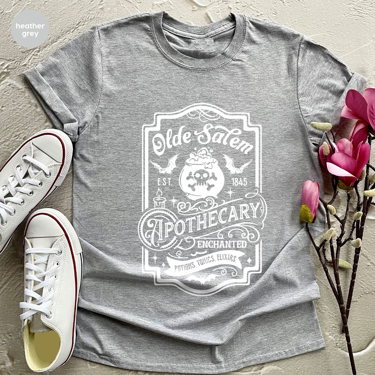 Spooky Season Clothing, Witches Crewneck Sweatshirts, Halloween Gifts, Salem Graphic Tees, Girls Apothecary T-Shirt, Womens Vneck Tshirt