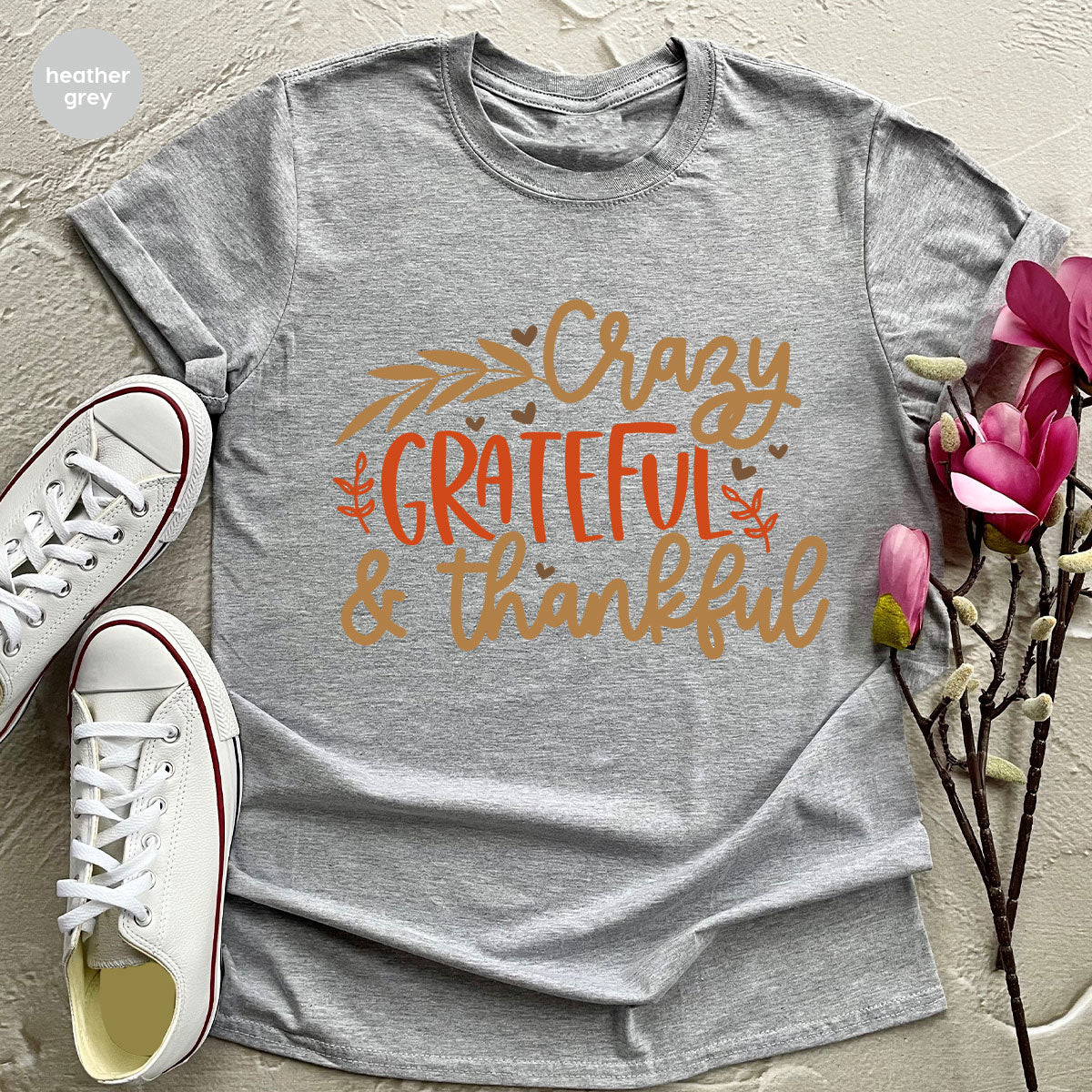 Funny Fall T Shirt, Gift for Her, Crazy Grateful Thankful T-Shirt, Autumn Clothing, Happy Thanksgiving TShirts, Leaves Graphic Tees