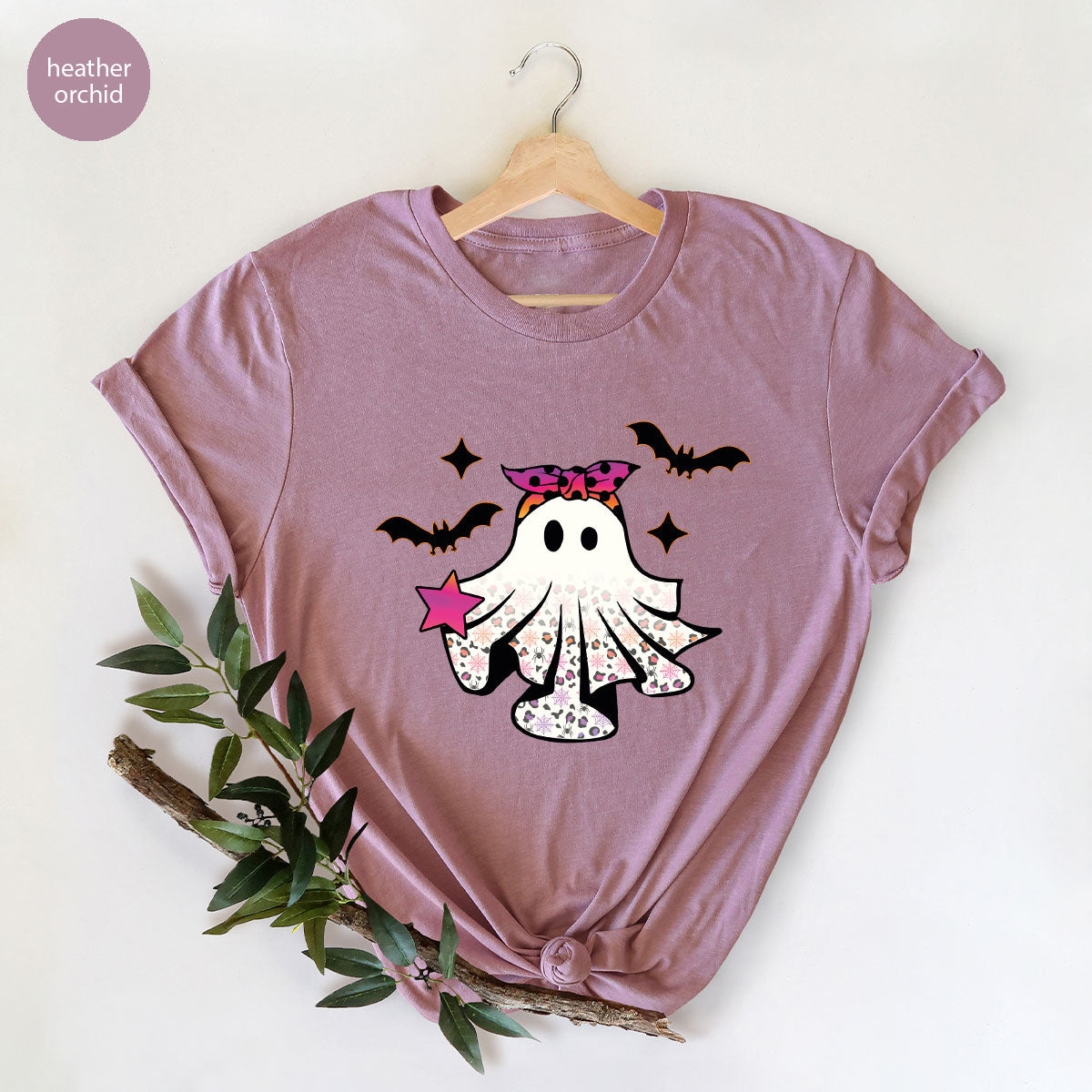 Spooky Season Outfit, Ghost Graphic Tee, Girls Boo Vneck TShirt
