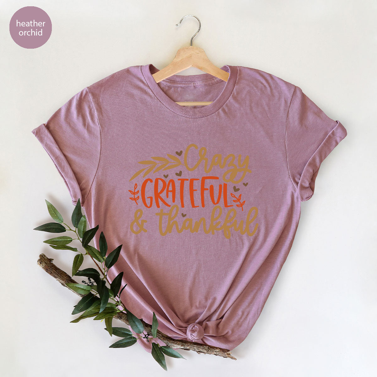 Funny Fall T Shirt, Gift for Her, Crazy Grateful Thankful T-Shirt, Autumn Clothing, Happy Thanksgiving TShirts, Leaves Graphic Tees