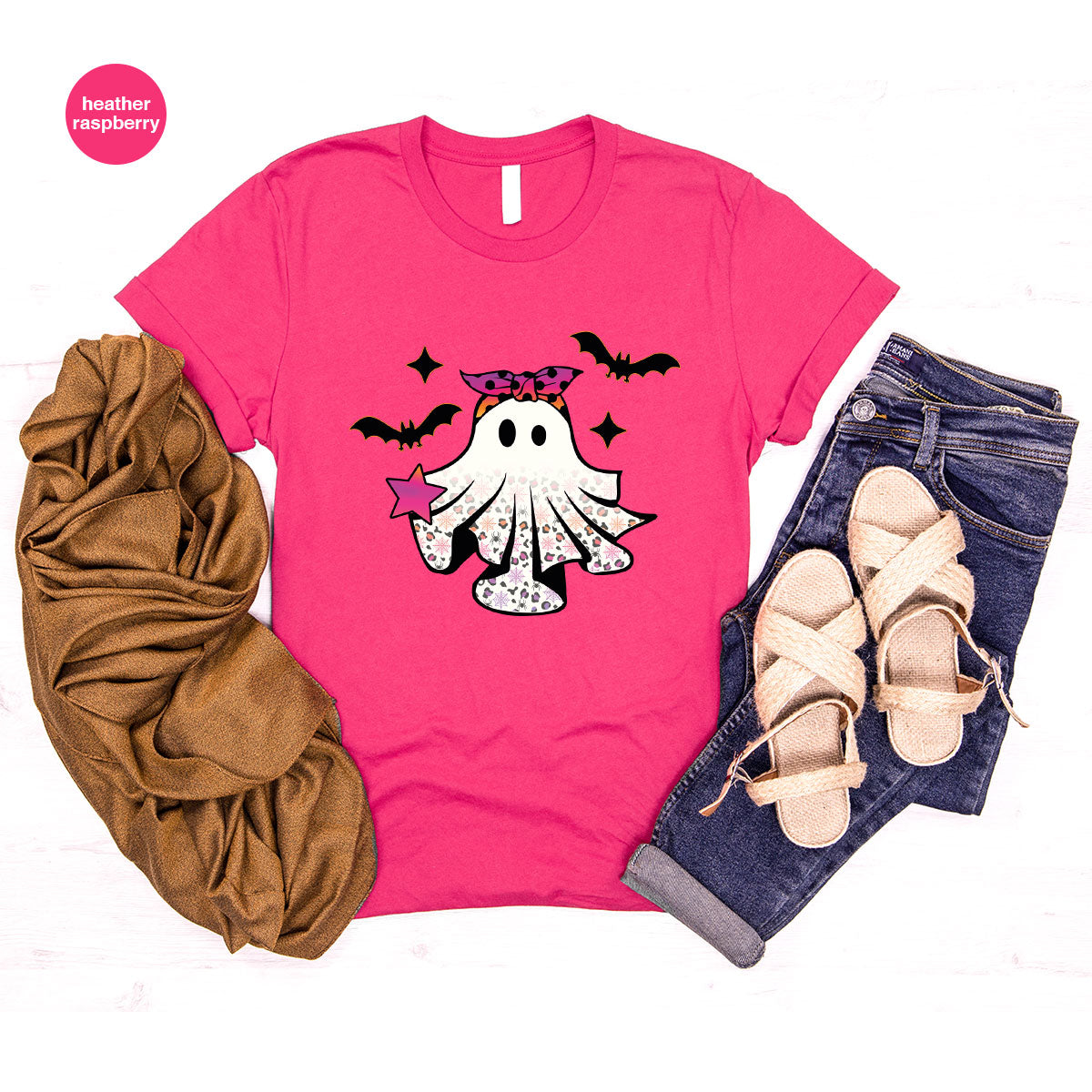 Spooky Season Outfit, Ghost Graphic Tee, Girls Boo Vneck TShirt