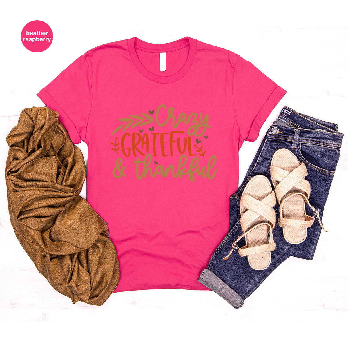 Funny Fall T Shirt, Gift for Her, Crazy Grateful Thankful T-Shirt, Autumn Clothing, Happy Thanksgiving TShirts, Leaves Graphic Tees