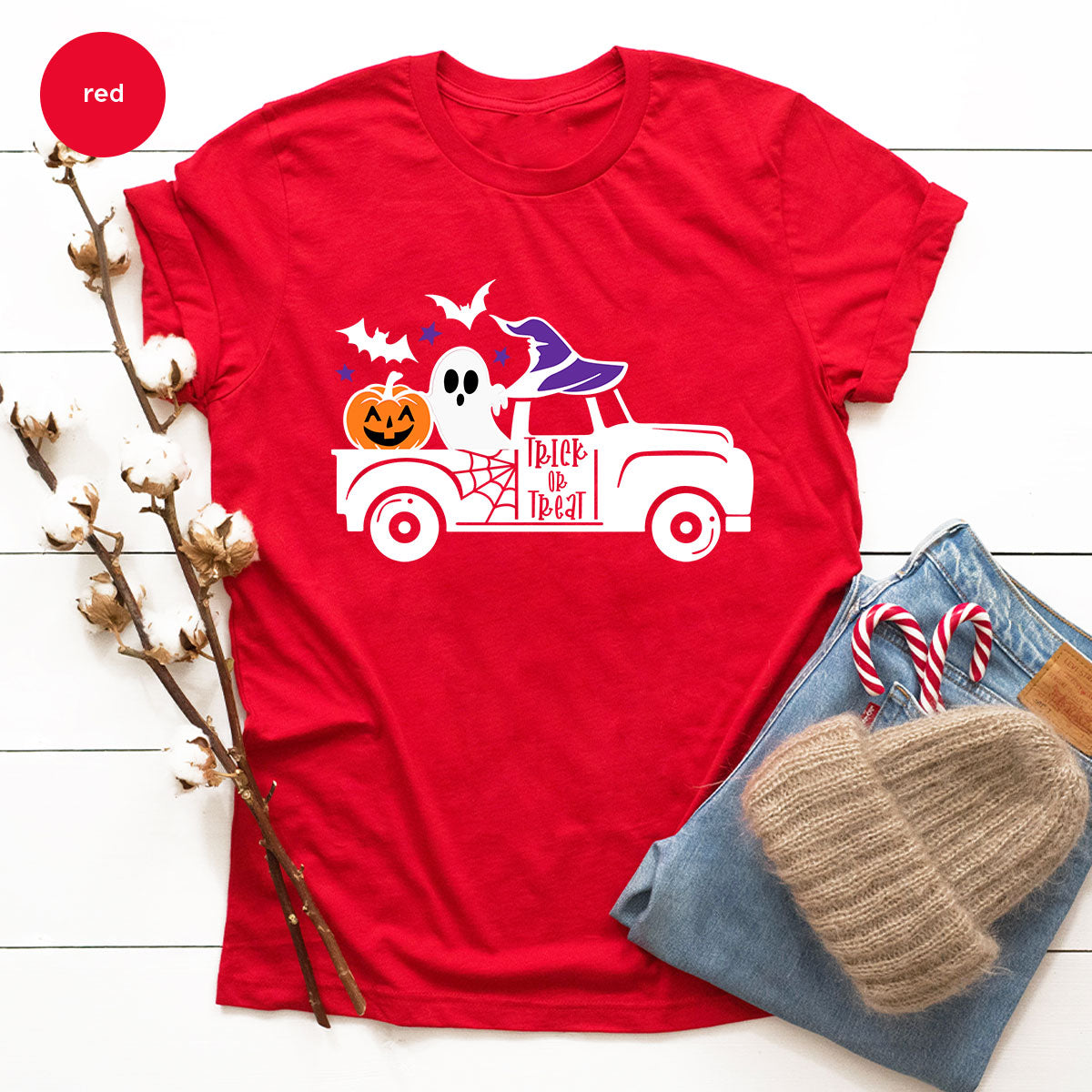Halloween Sweatshirt, Halloween Gifts, Pumpkin Graphic Tees, Spooky Season Clothes, Witchy Vneck Shirt, Cute Ghost TShirt, Boo Truck T-Shirt