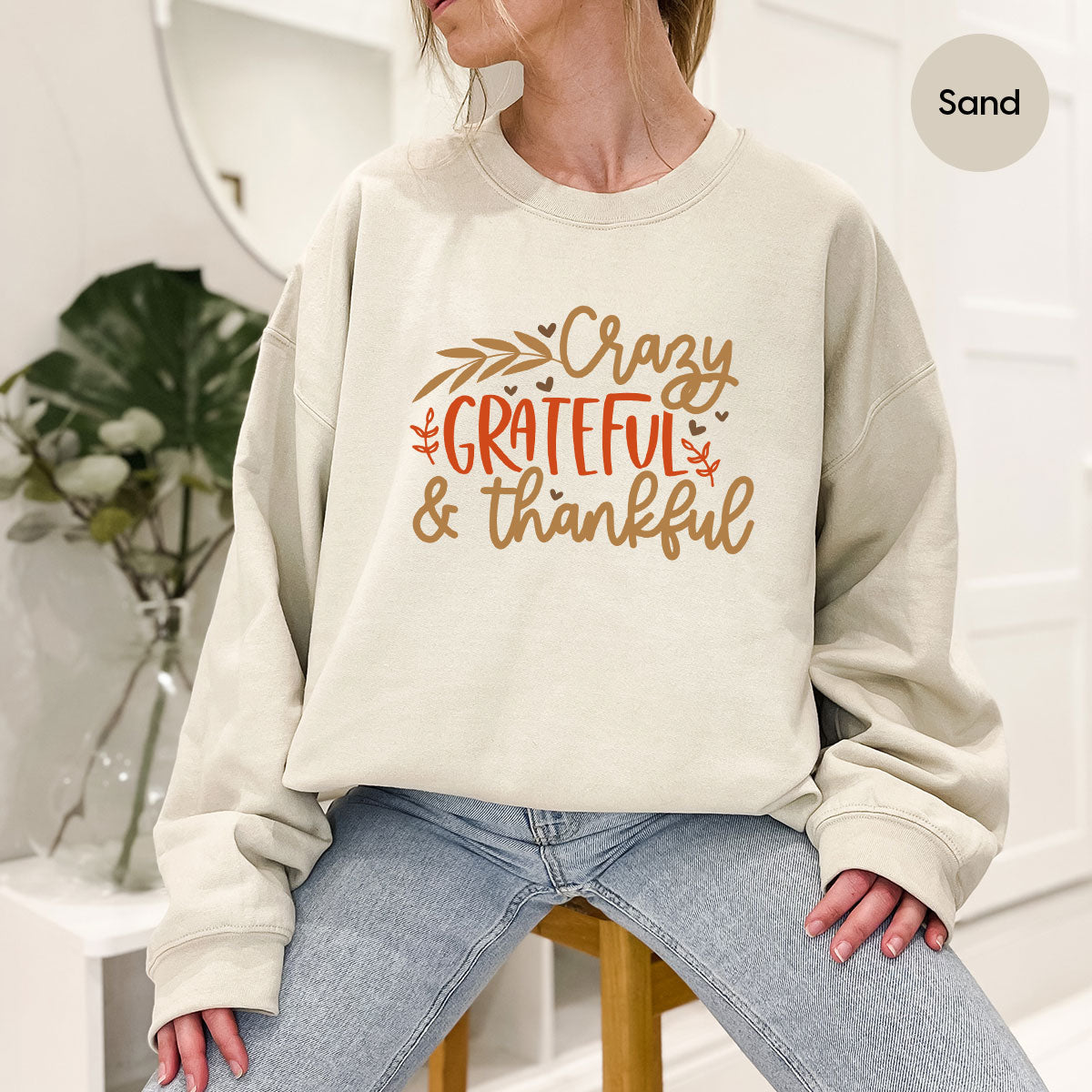 Funny Fall T Shirt, Gift for Her, Crazy Grateful Thankful T-Shirt, Autumn Clothing, Happy Thanksgiving TShirts, Leaves Graphic Tees