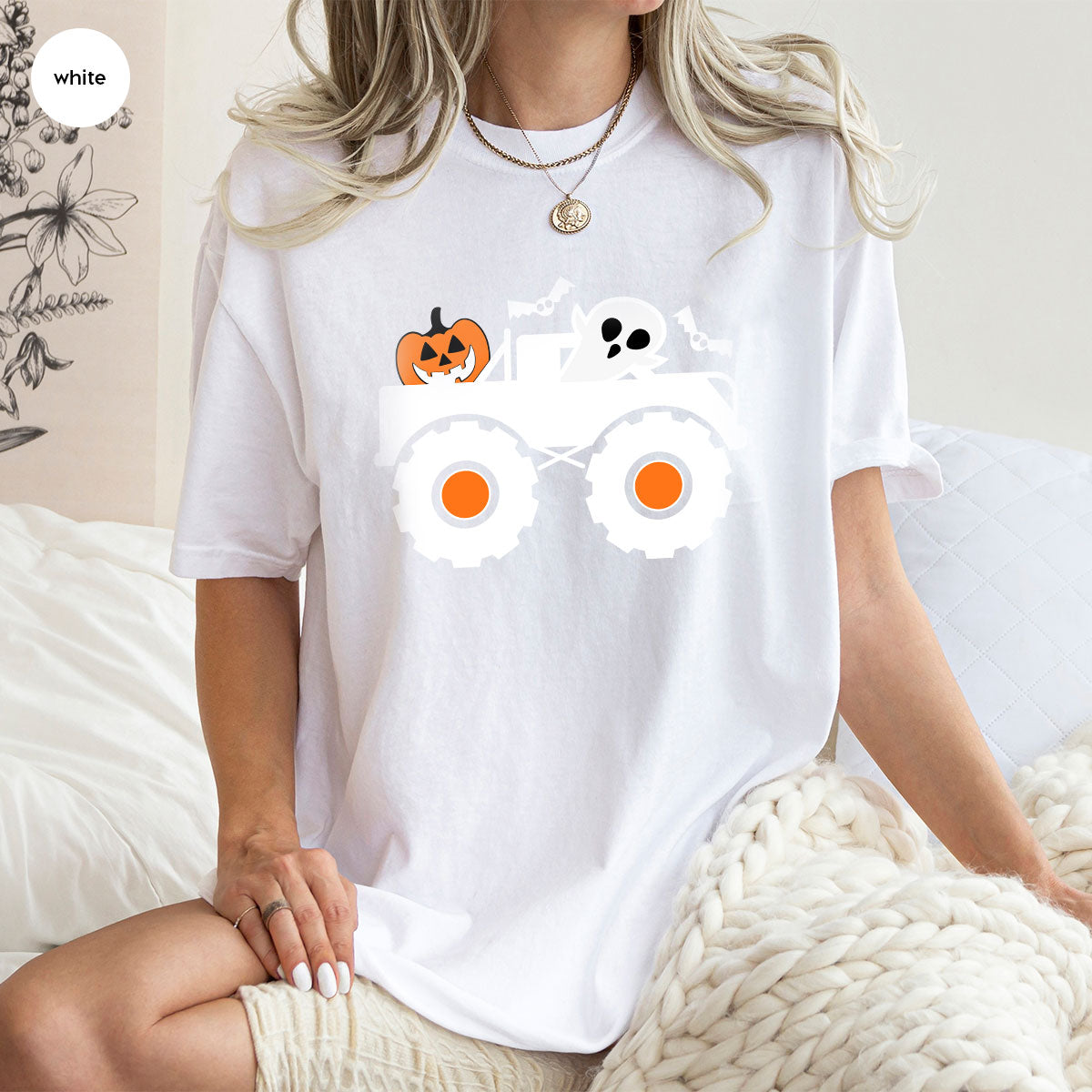 Kids Halloween Shirt, Halloween Gifts, Boys Truck T-Shirt, Ghost Outfit, Pumpkin Graphic Tees, Spooky Season Gifts, Toddler Clothes