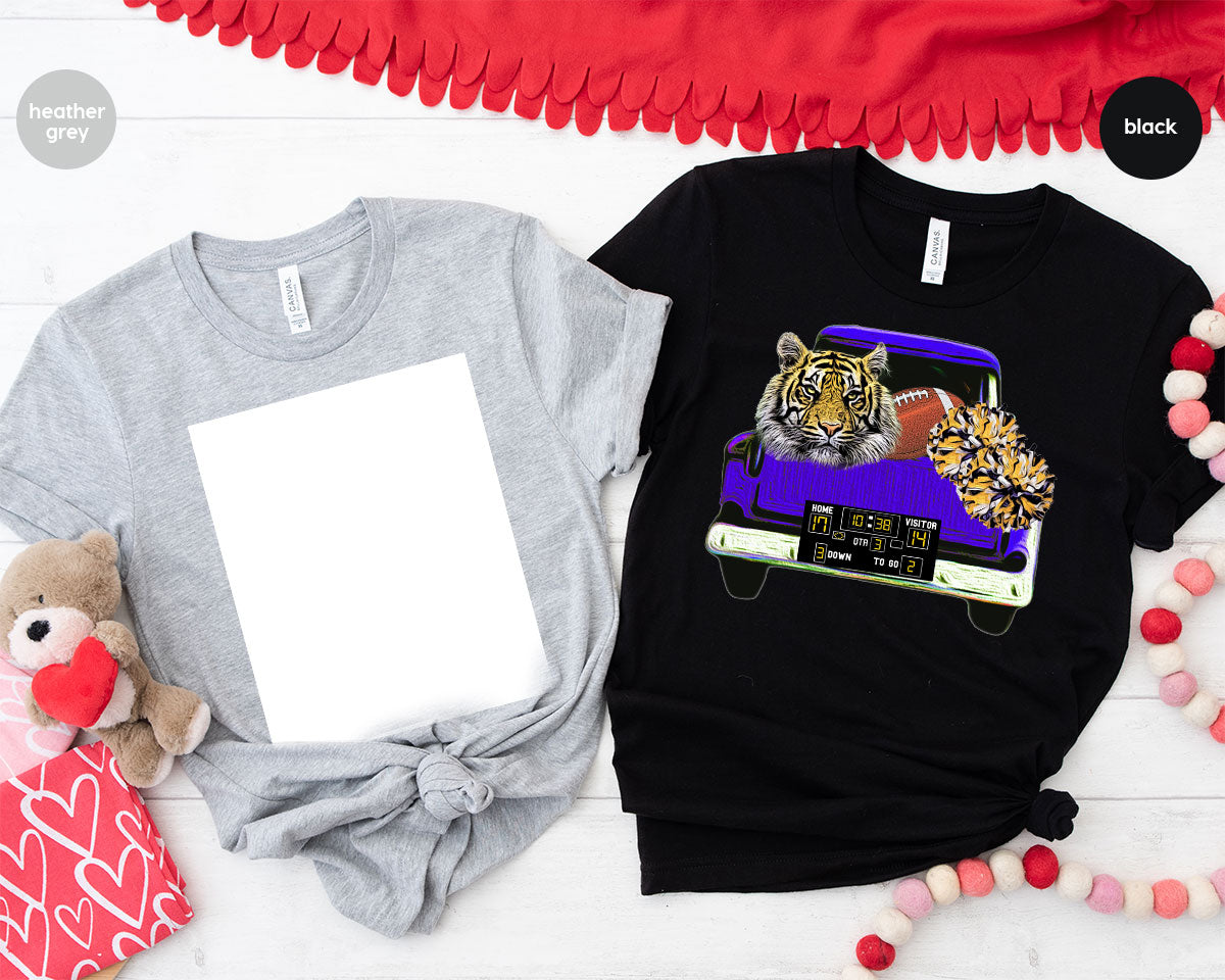 Football Truck Shirt, Tiger Graphic Tees, Football Mom TShirt, Football Gifts for Her, Cheer Vneck Shirt, Gift for Him, Sports Clothing
