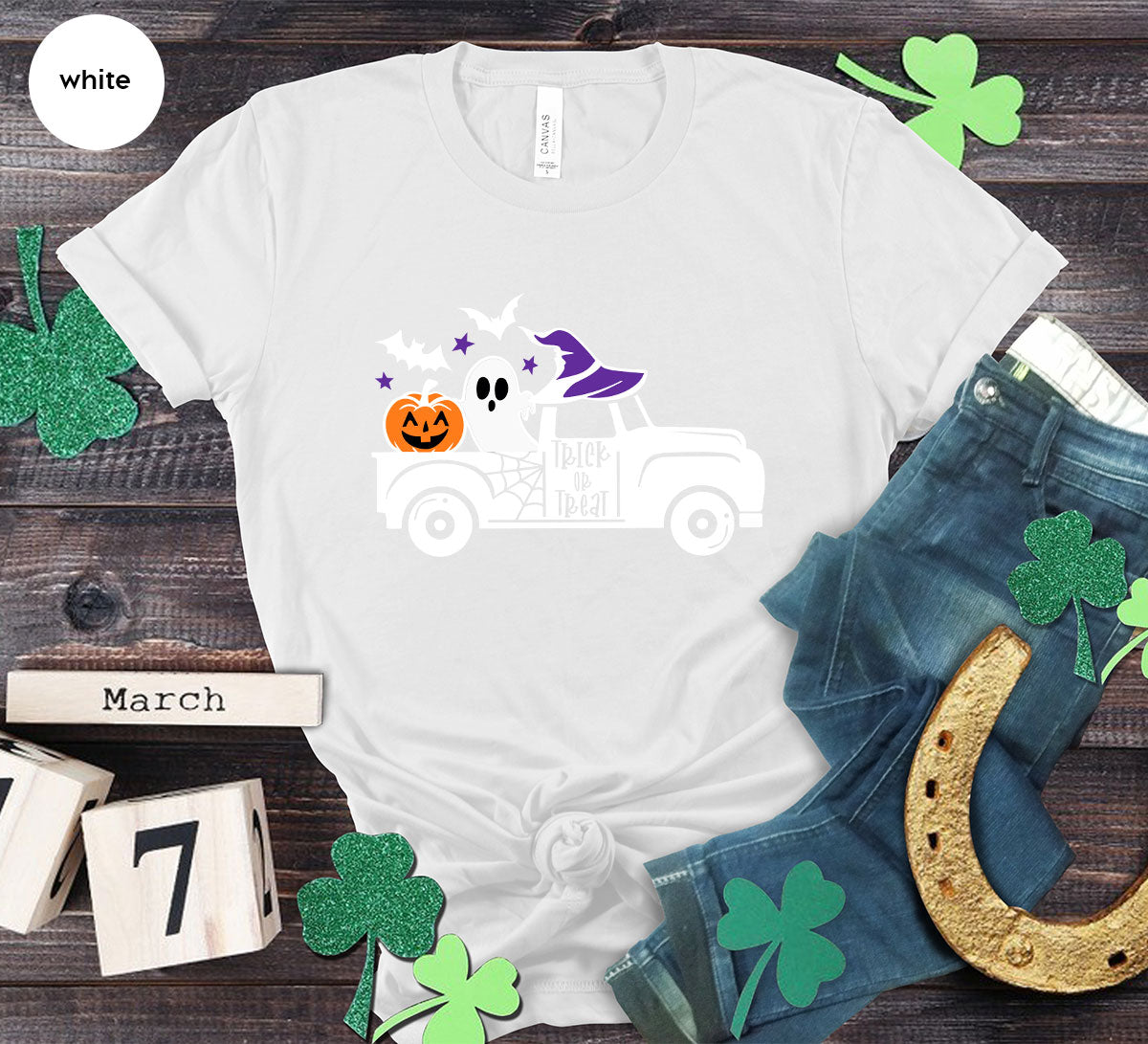 Halloween Sweatshirt, Halloween Gifts, Pumpkin Graphic Tees, Spooky Season Clothes, Witchy Vneck Shirt, Cute Ghost TShirt, Boo Truck T-Shirt