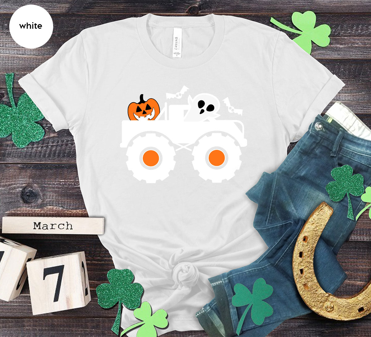 Kids Halloween Shirt, Halloween Gifts, Boys Truck T-Shirt, Ghost Outfit, Pumpkin Graphic Tees, Spooky Season Gifts, Toddler Clothes