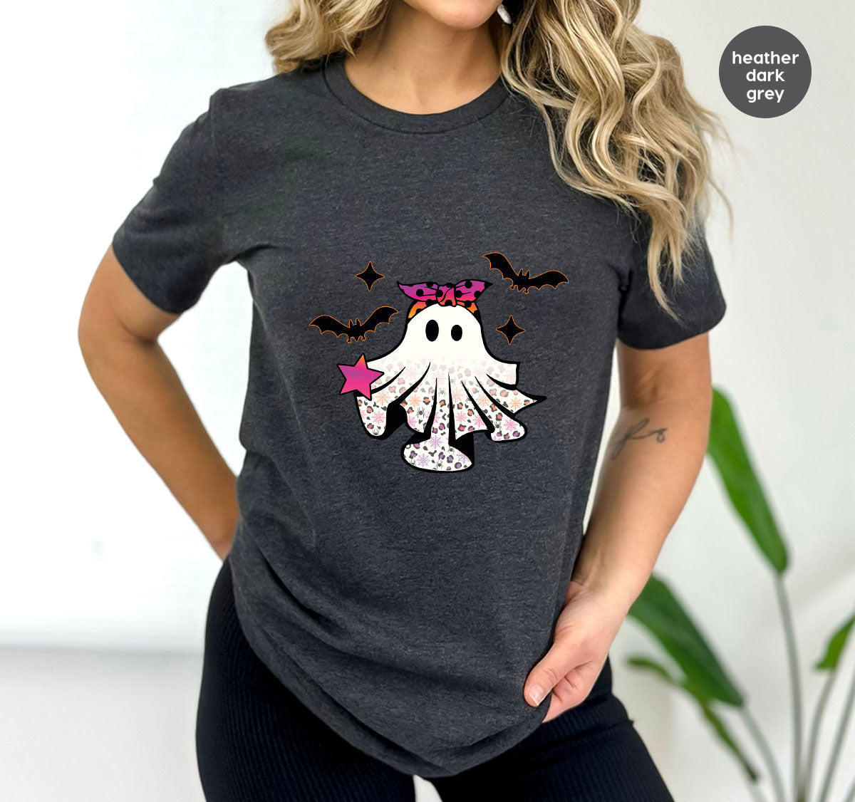 Spooky Season Outfit, Ghost Graphic Tee, Girls Boo Vneck TShirt
