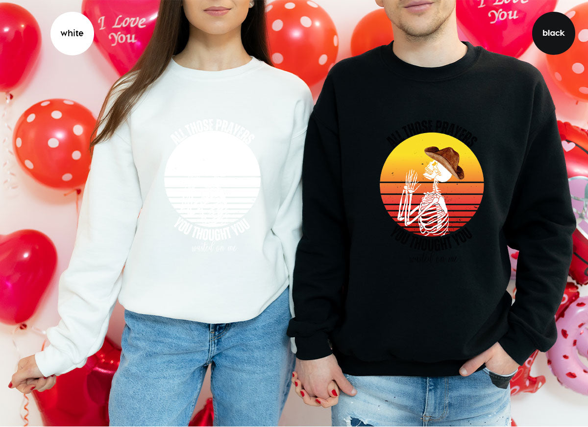 Halloween Crewneck Sweatshirt, Vintage Skeleton Shirt, Christian Vneck T Shirts