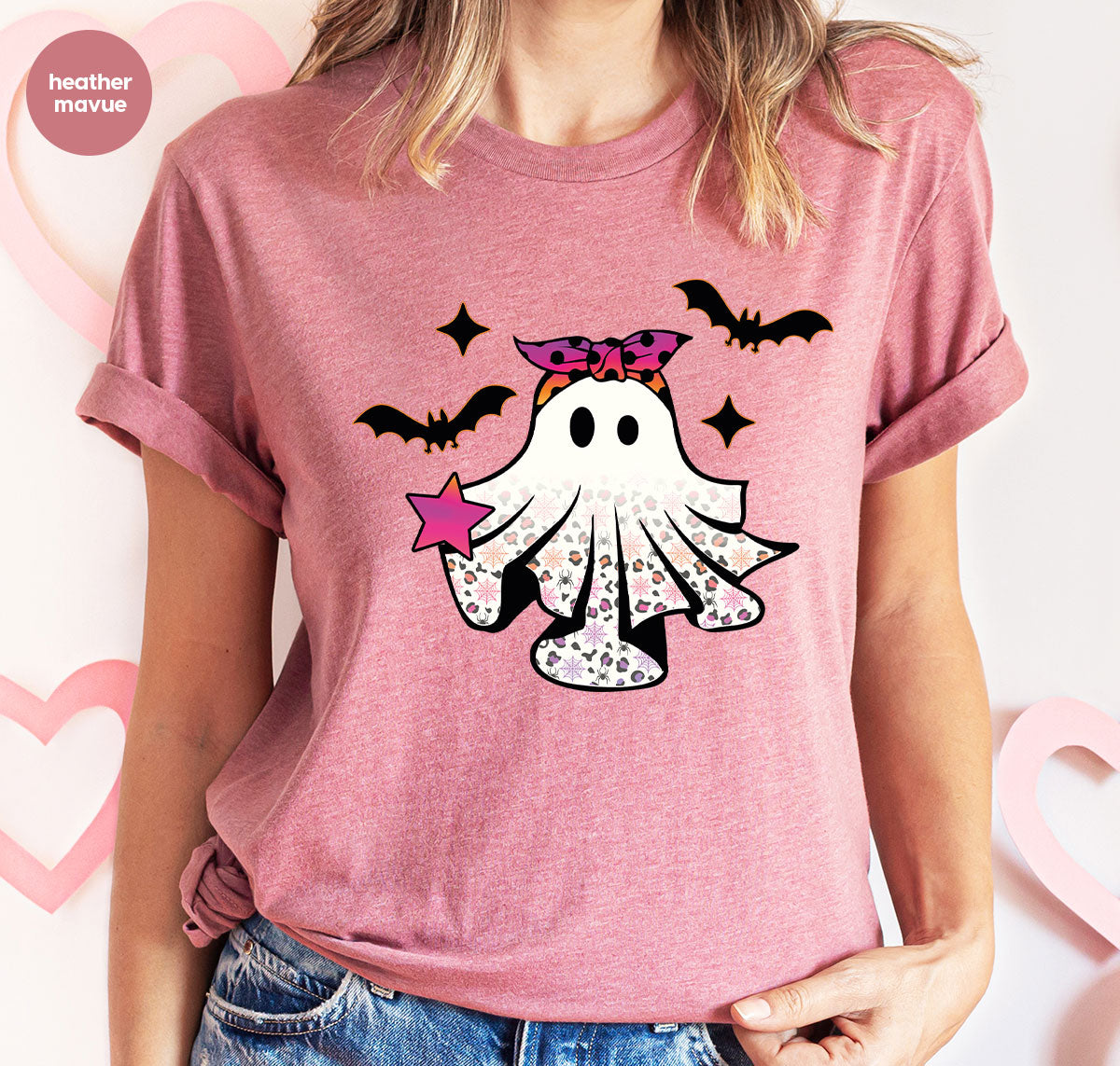 Spooky Season Outfit, Ghost Graphic Tee, Girls Boo Vneck TShirt