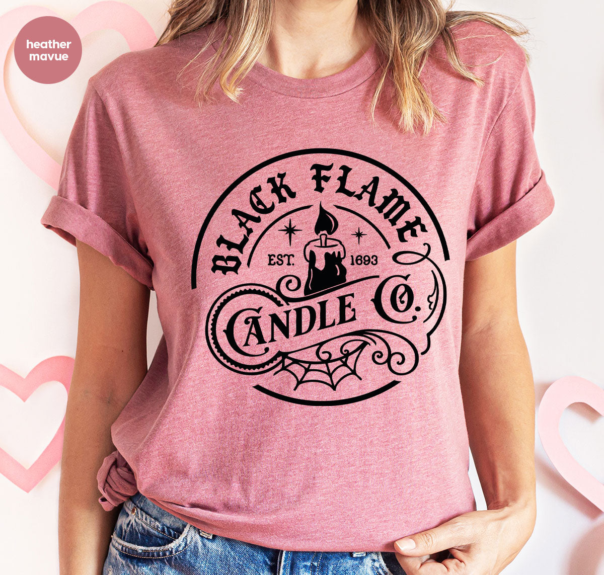 Black Flame Candle Shirt, Halloween Gifts, Hocus Pocus Tshirt, Halloween Party Clothing, Witch Vneck T-Shirt, Witchy Shirts, Gift for Her