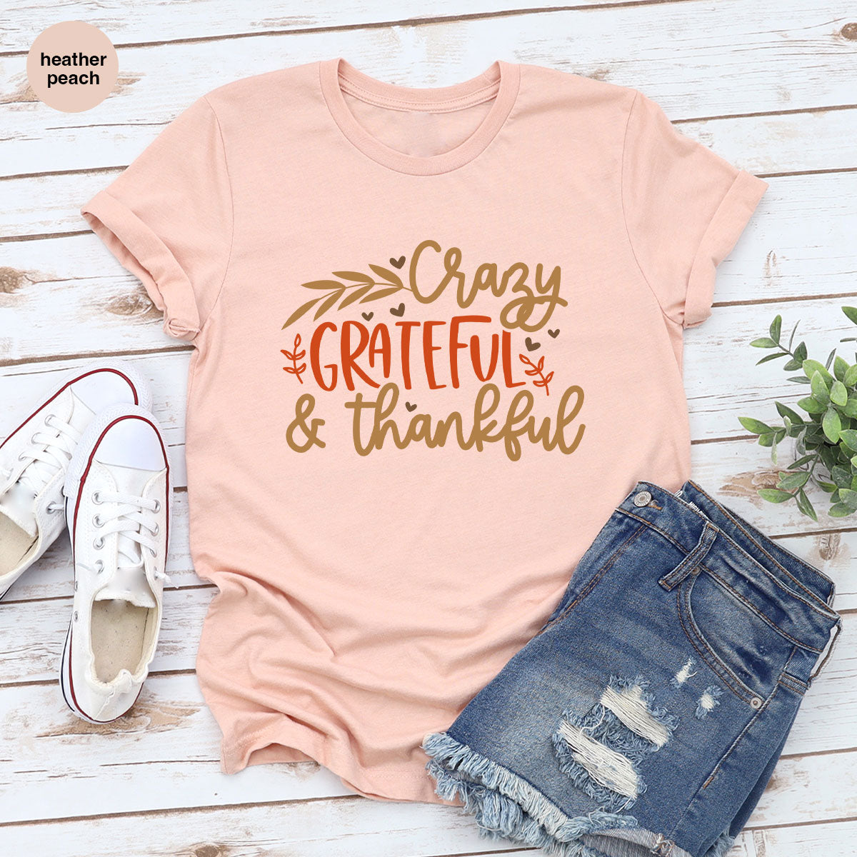 Funny Fall T Shirt, Gift for Her, Crazy Grateful Thankful T-Shirt, Autumn Clothing, Happy Thanksgiving TShirts, Leaves Graphic Tees