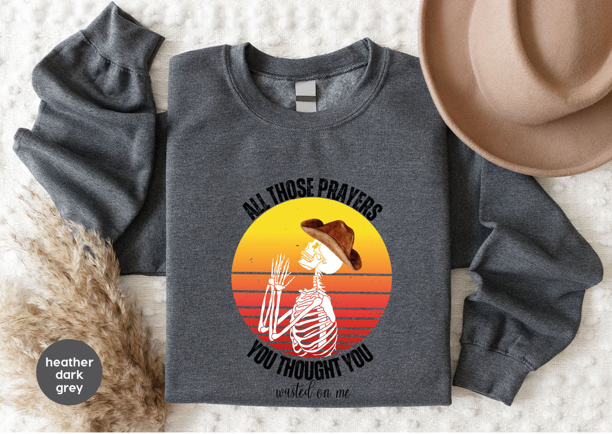 Halloween Crewneck Sweatshirt, Vintage Skeleton Shirt, Christian Vneck T Shirts