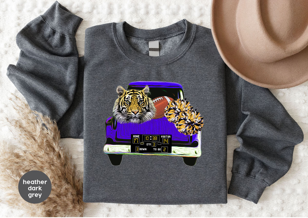 Football Truck Shirt, Tiger Graphic Tees, Football Mom TShirt, Football Gifts for Her, Cheer Vneck Shirt, Gift for Him, Sports Clothing
