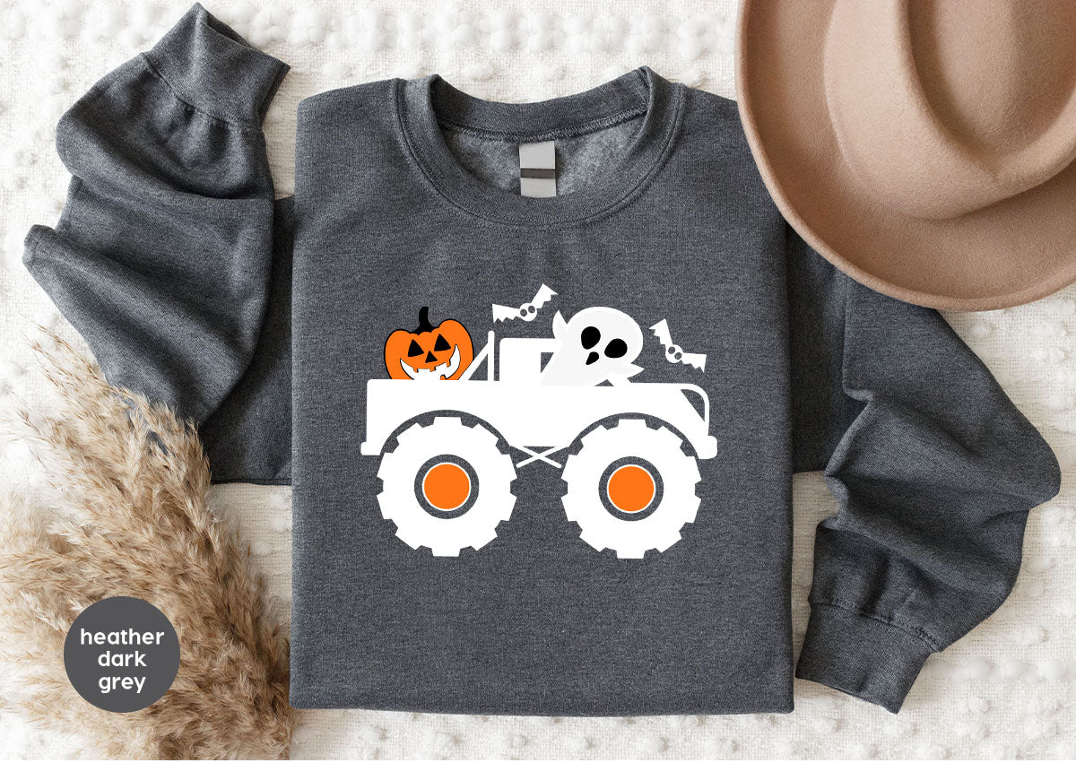 Kids Halloween Shirt, Halloween Gifts, Boys Truck T-Shirt, Ghost Outfit, Pumpkin Graphic Tees, Spooky Season Gifts, Toddler Clothes