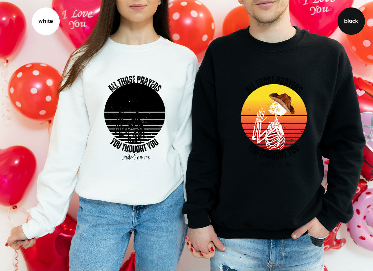 Halloween Crewneck Sweatshirt, Vintage Skeleton Shirt, Christian Vneck T Shirts