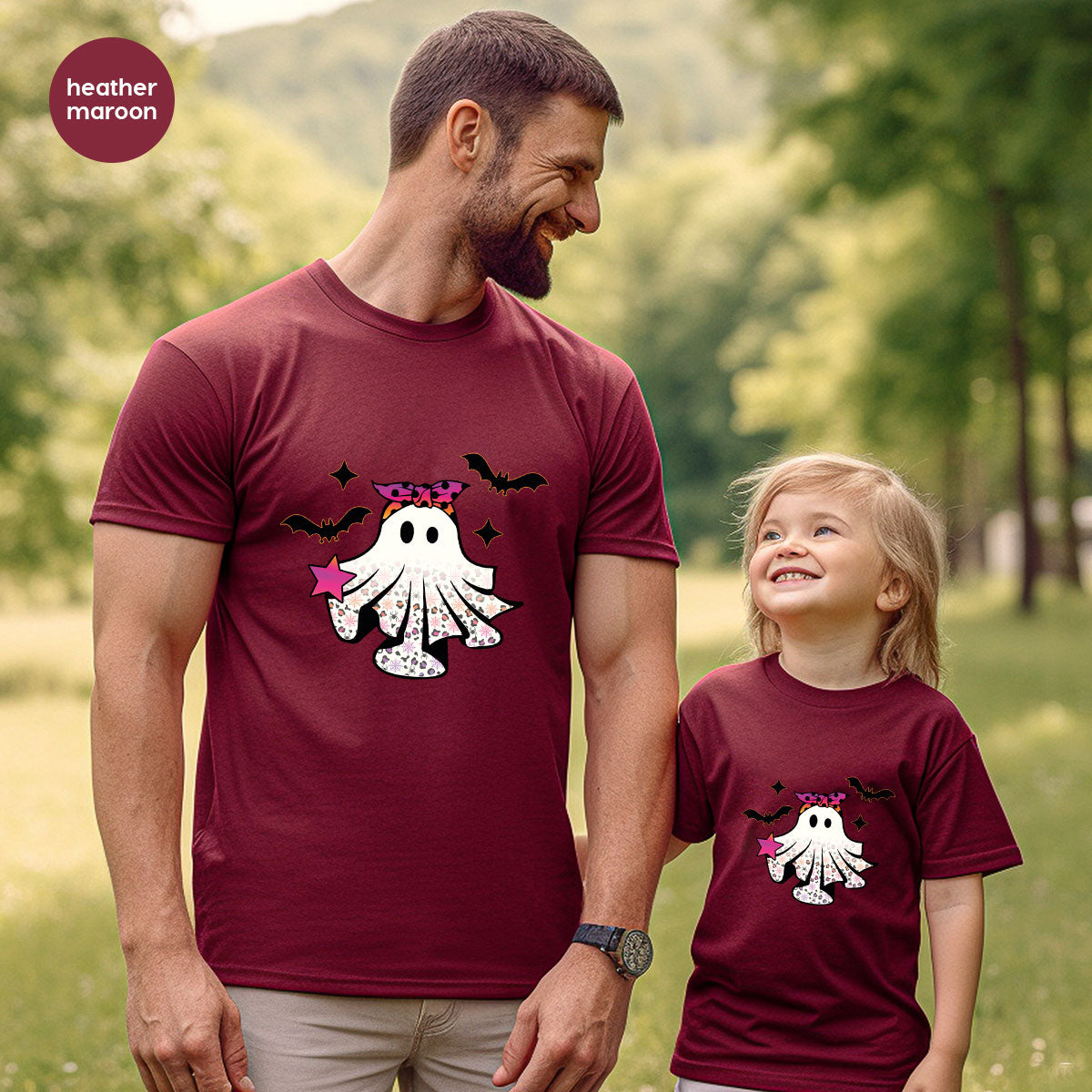 Spooky Season Outfit, Ghost Graphic Tee, Girls Boo Vneck TShirt