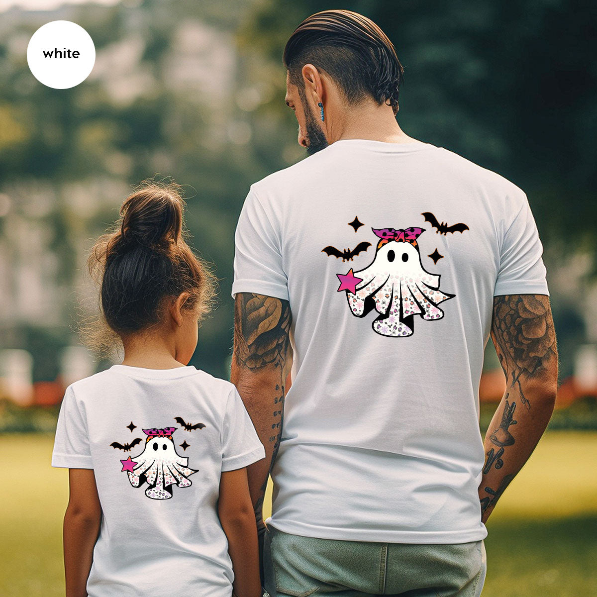 Spooky Season Outfit, Ghost Graphic Tee, Girls Boo Vneck TShirt