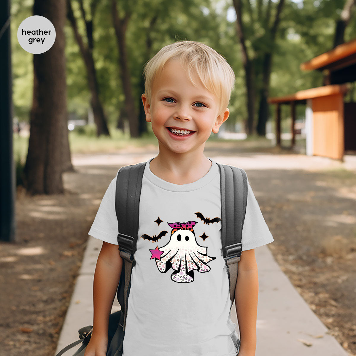 Spooky Season Outfit, Ghost Graphic Tee, Girls Boo Vneck TShirt