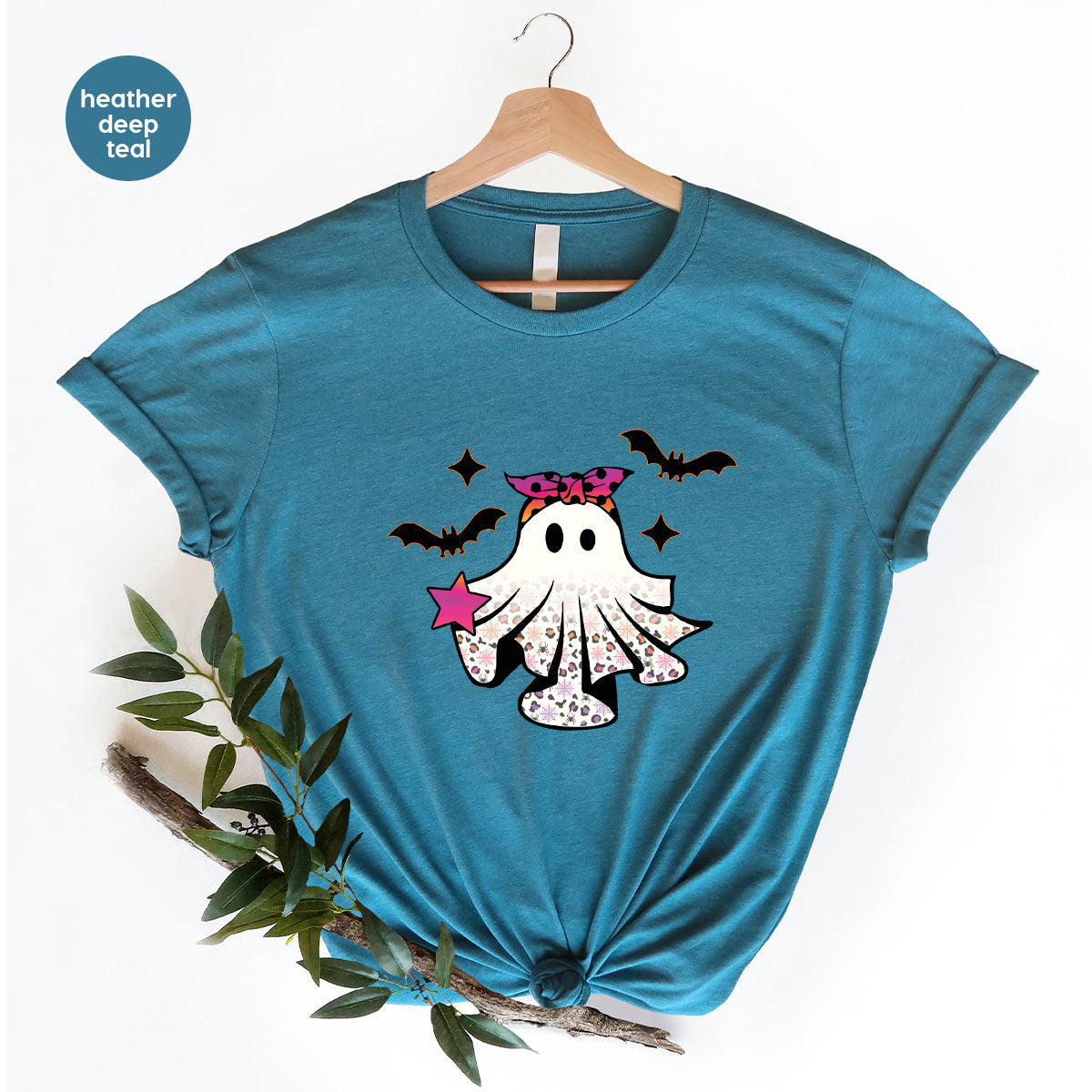 Spooky Season Outfit, Ghost Graphic Tee, Girls Boo Vneck TShirt