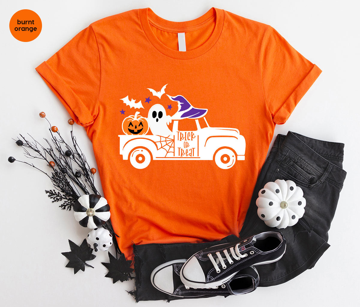Halloween Sweatshirt, Halloween Gifts, Pumpkin Graphic Tees, Spooky Season Clothes, Witchy Vneck Shirt, Cute Ghost TShirt, Boo Truck T-Shirt