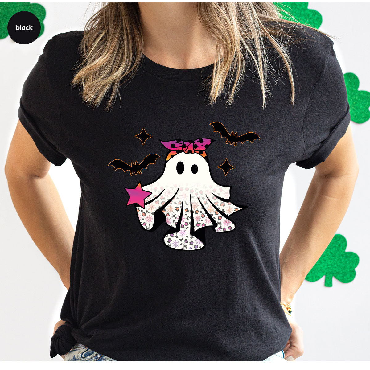 Spooky Season Outfit, Ghost Graphic Tee, Girls Boo Vneck TShirt