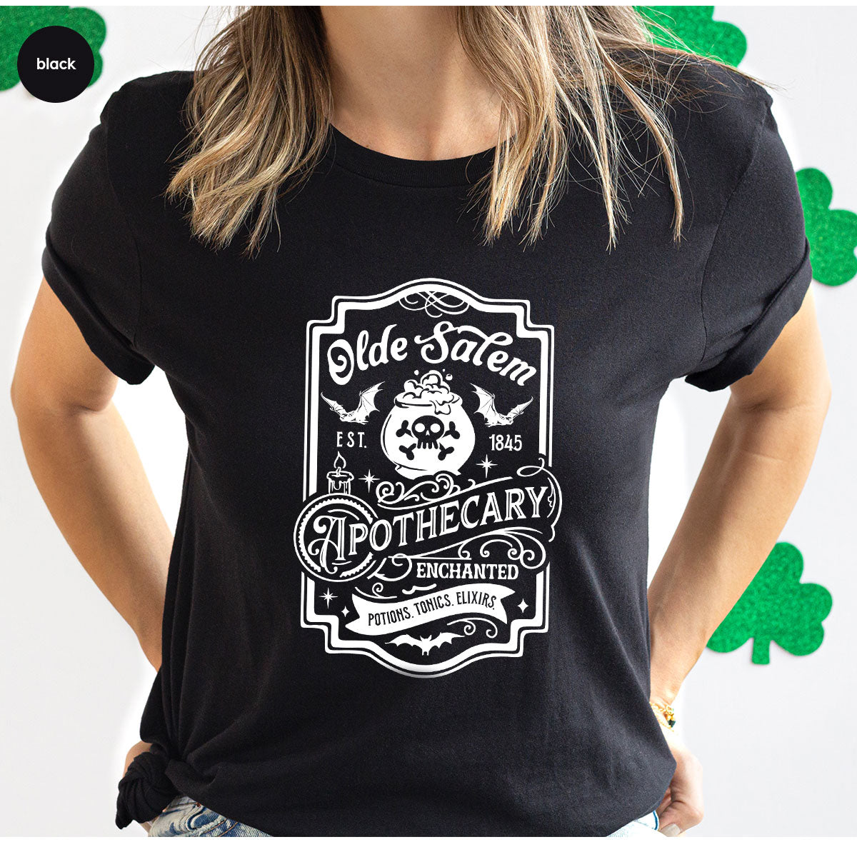Spooky Season Clothing, Witches Crewneck Sweatshirts, Halloween Gifts, Salem Graphic Tees, Girls Apothecary T-Shirt, Womens Vneck Tshirt