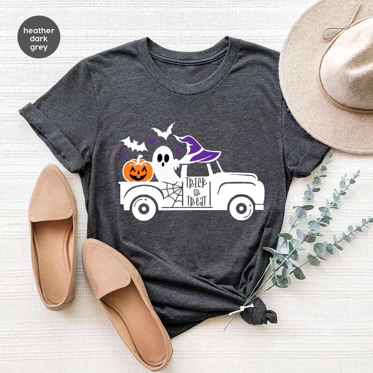 Halloween Sweatshirt, Halloween Gifts, Pumpkin Graphic Tees, Spooky Season Clothes, Witchy Vneck Shirt, Cute Ghost TShirt, Boo Truck T-Shirt